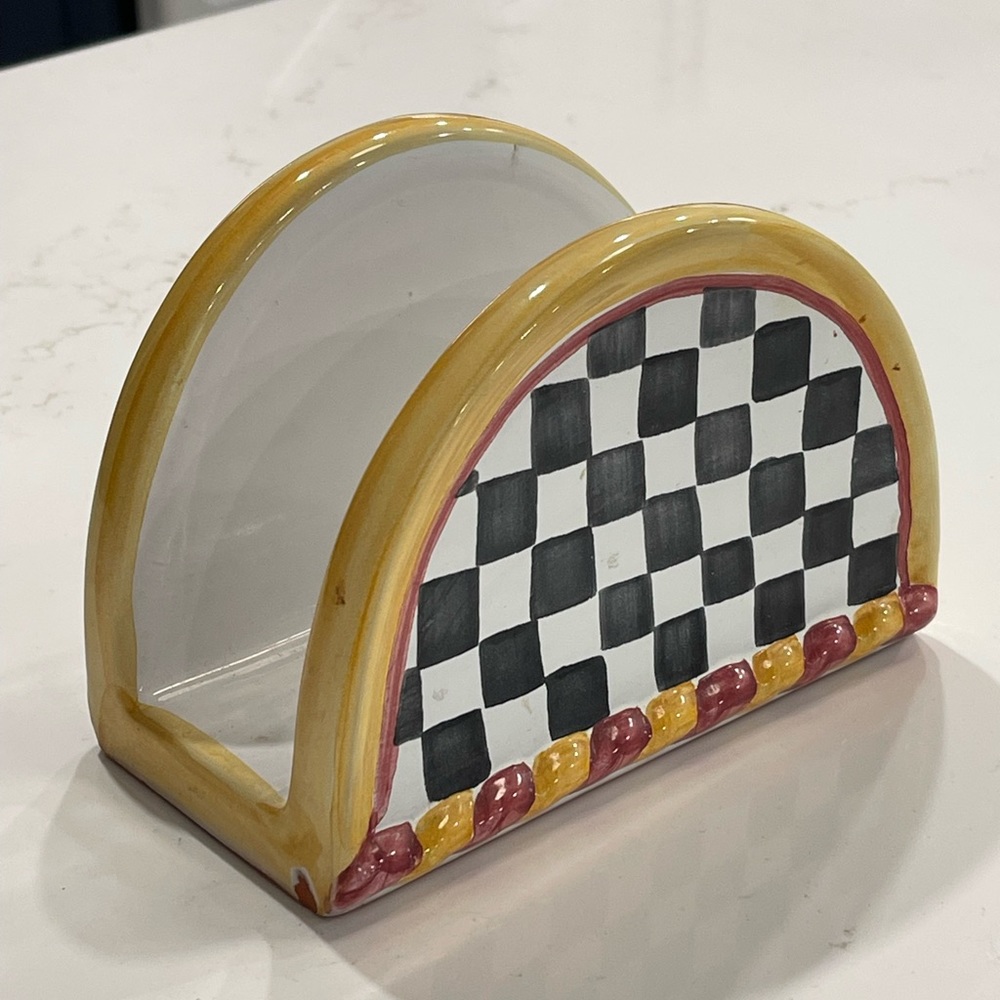 Mackenzie Childs Sterling Check Napkin Holder